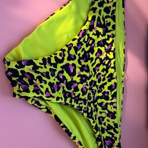 Neon Leopard Print Bikini Bottoms - Lime & Purple